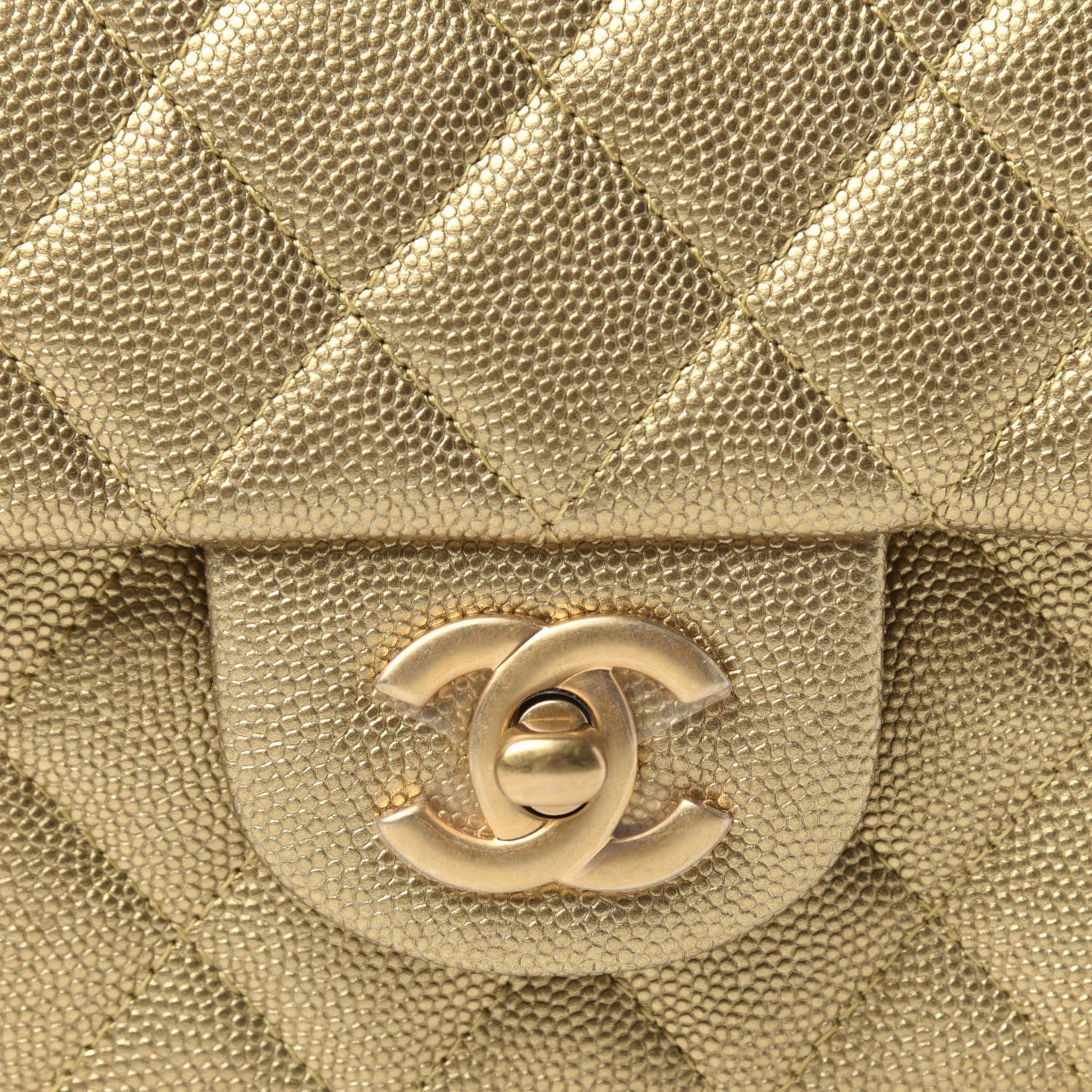 Chanel Metallic Caviar Quilted Mini Top Handle Rectangular Flap Gold 10 of 10