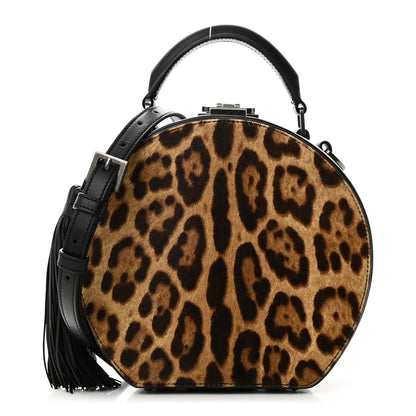 Saint Laurent Calf Hair Leopard Print Mica Hat Box Black Brown 1 of 9