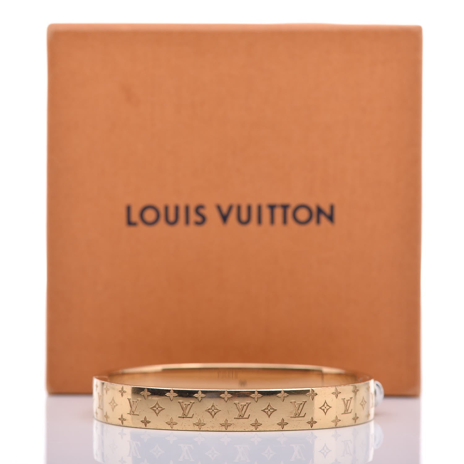 Louis Vuitton Brass Monogram Nanogram Cuff M Gold 7 of 14