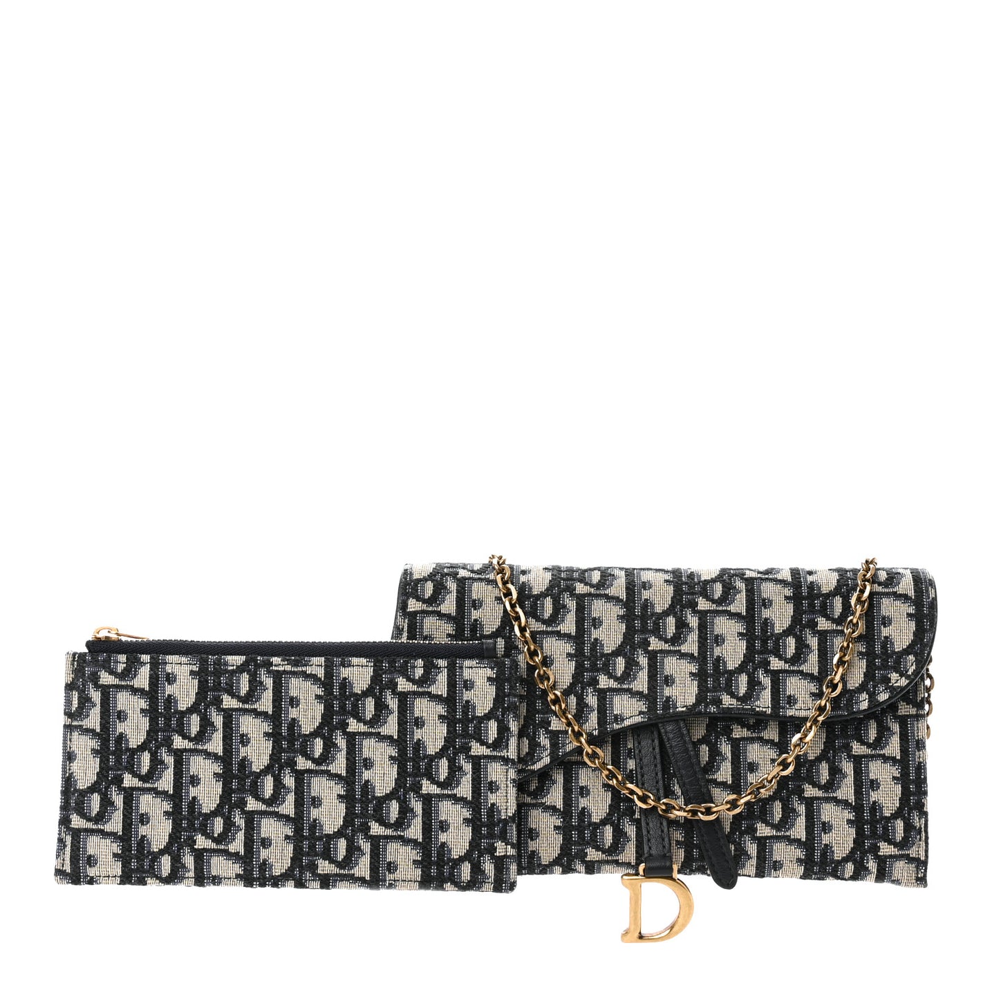 Oblique Saddle Chain Long Wallet Blue