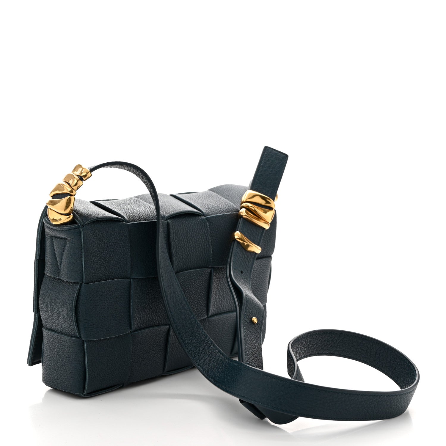 Bottega Veneta Grained Calfskin Maxi Intrecciato Cassette Crossbody Bag Deep Blue 3 of 10