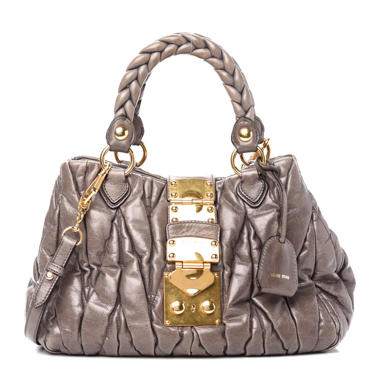 Nappa Matelasse Top Handle Satchel Fumo