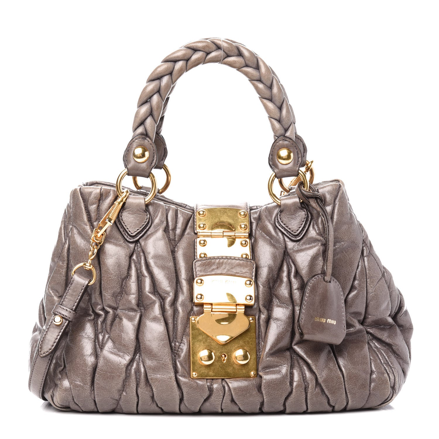 Miu Miu Nappa Matelasse Top Handle Satchel Fumo 1 of 12