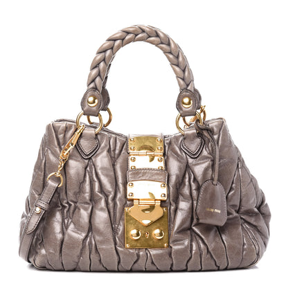 Miu Miu Nappa Matelasse Top Handle Satchel Fumo 1 of 12
