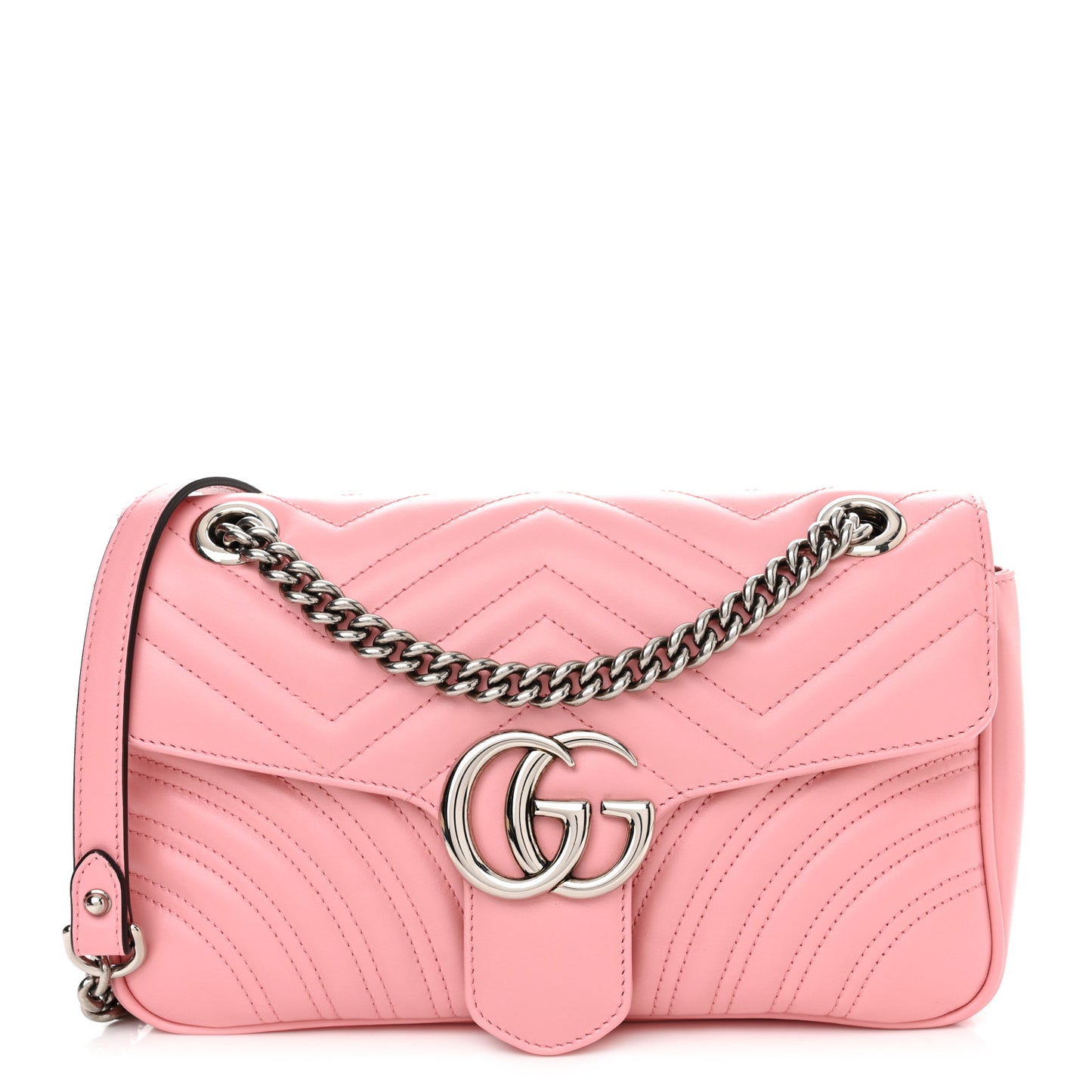 Calfskin Matelasse Small GG Marmont Shoulder Bag Wild Rose