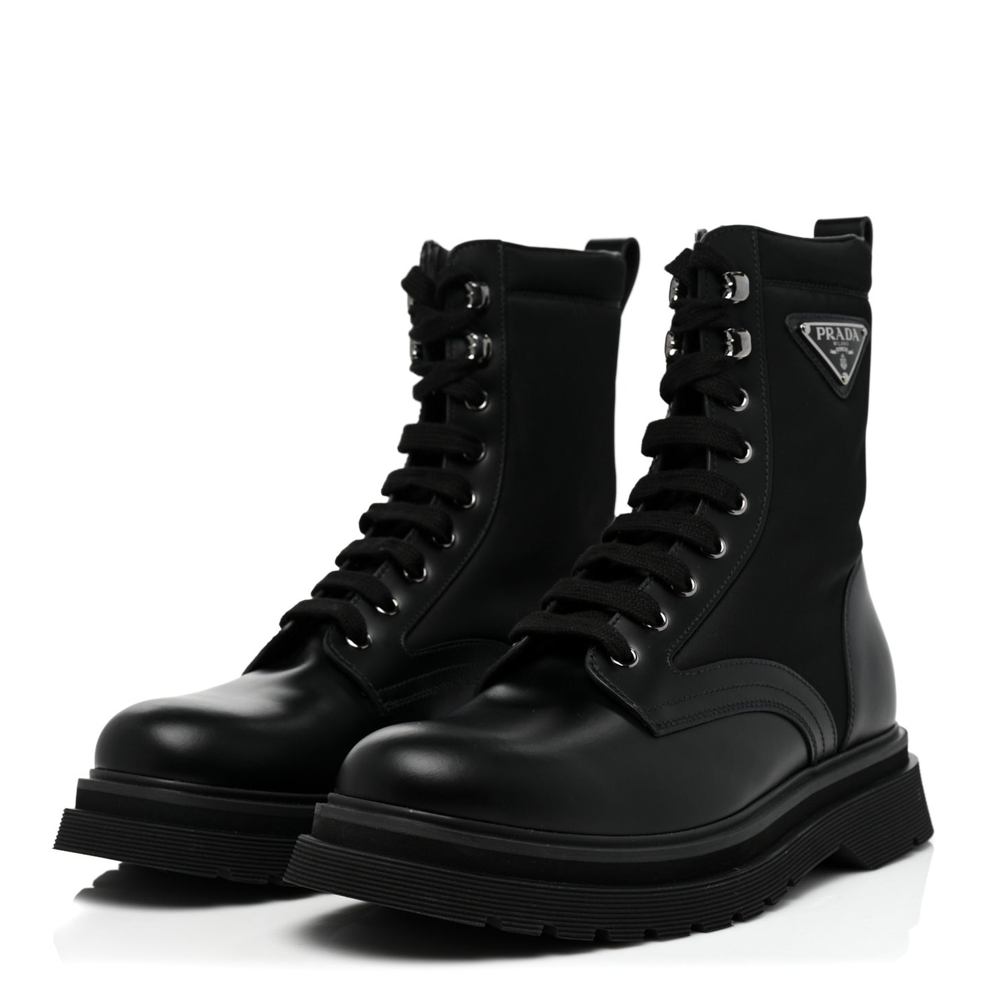 Spazzolato Rois Re-Nylon Metal Triangle Logo Mens 40mm Combat Boots 6 Black