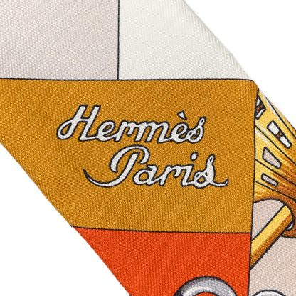 Hermes Silk Cliquetis Twilly Orange White Gold 2 of 5