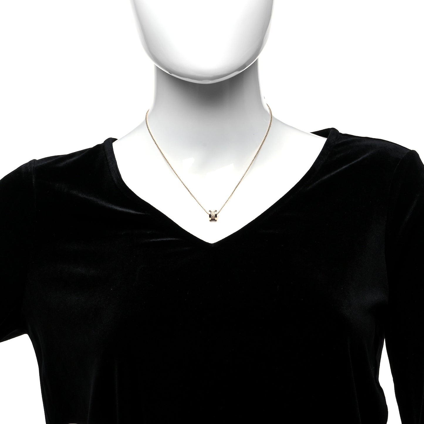 18K Rose Gold Diamond Small B.Zero1 Pave Pendant Necklace