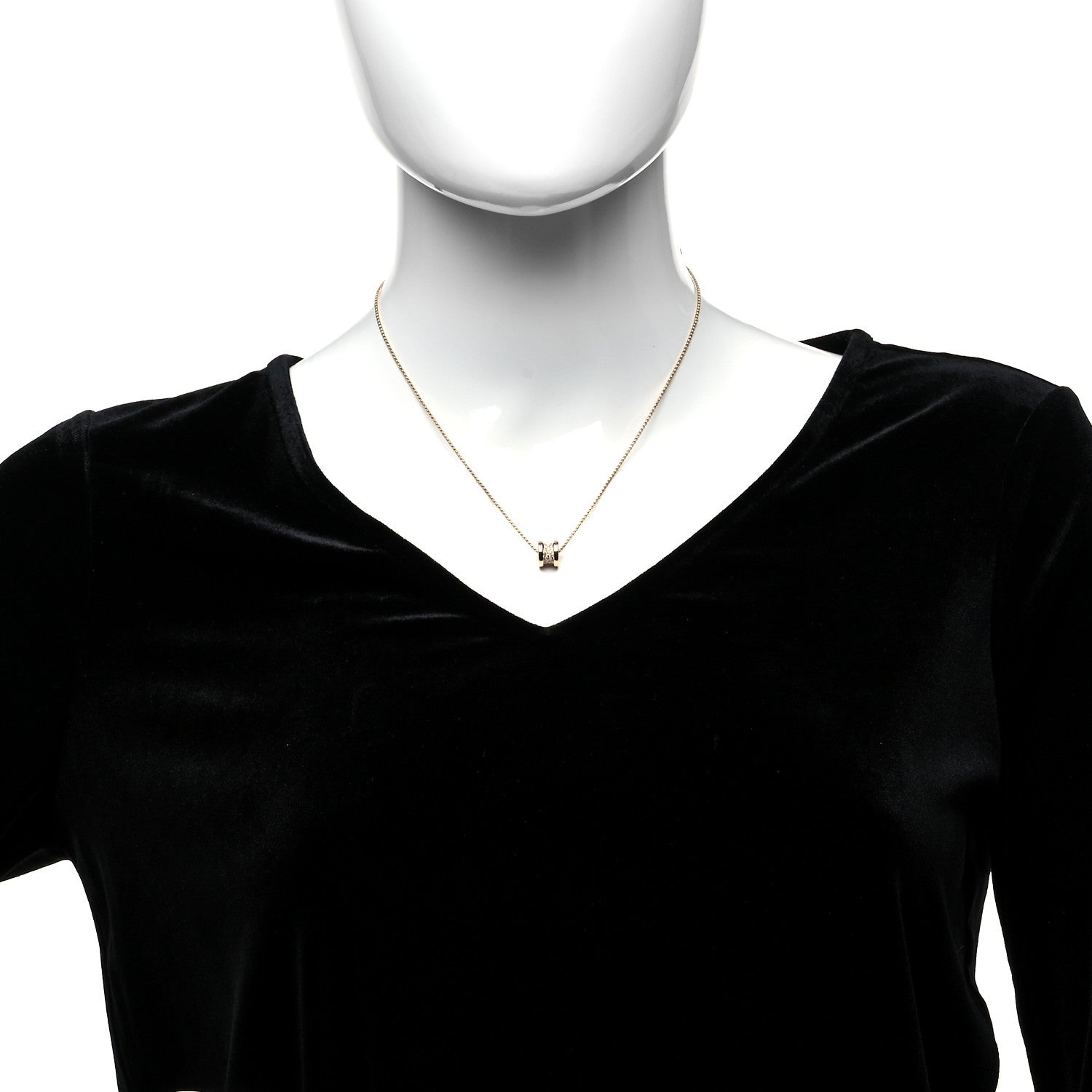 Bulgari 18K Rose Gold Diamond Small B.Zero1 Pave Pendant Necklace 2 of 5