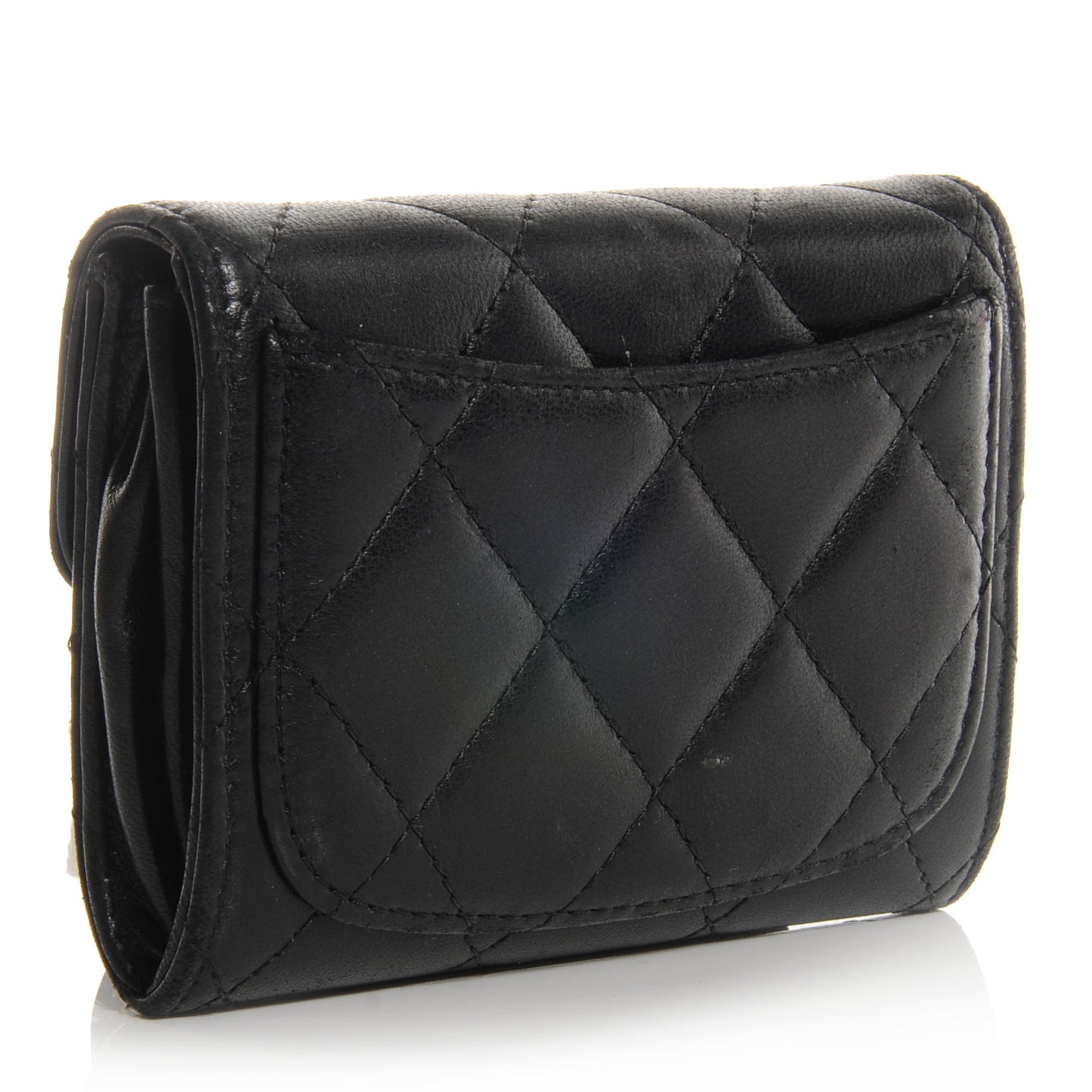Chanel Lambskin Quilted Small Compact Wallet Black 3 of 10