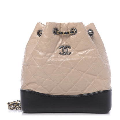 Chanel Aged Calfskin Quilted Small Gabrielle Backpack Beige Black 1 of 12