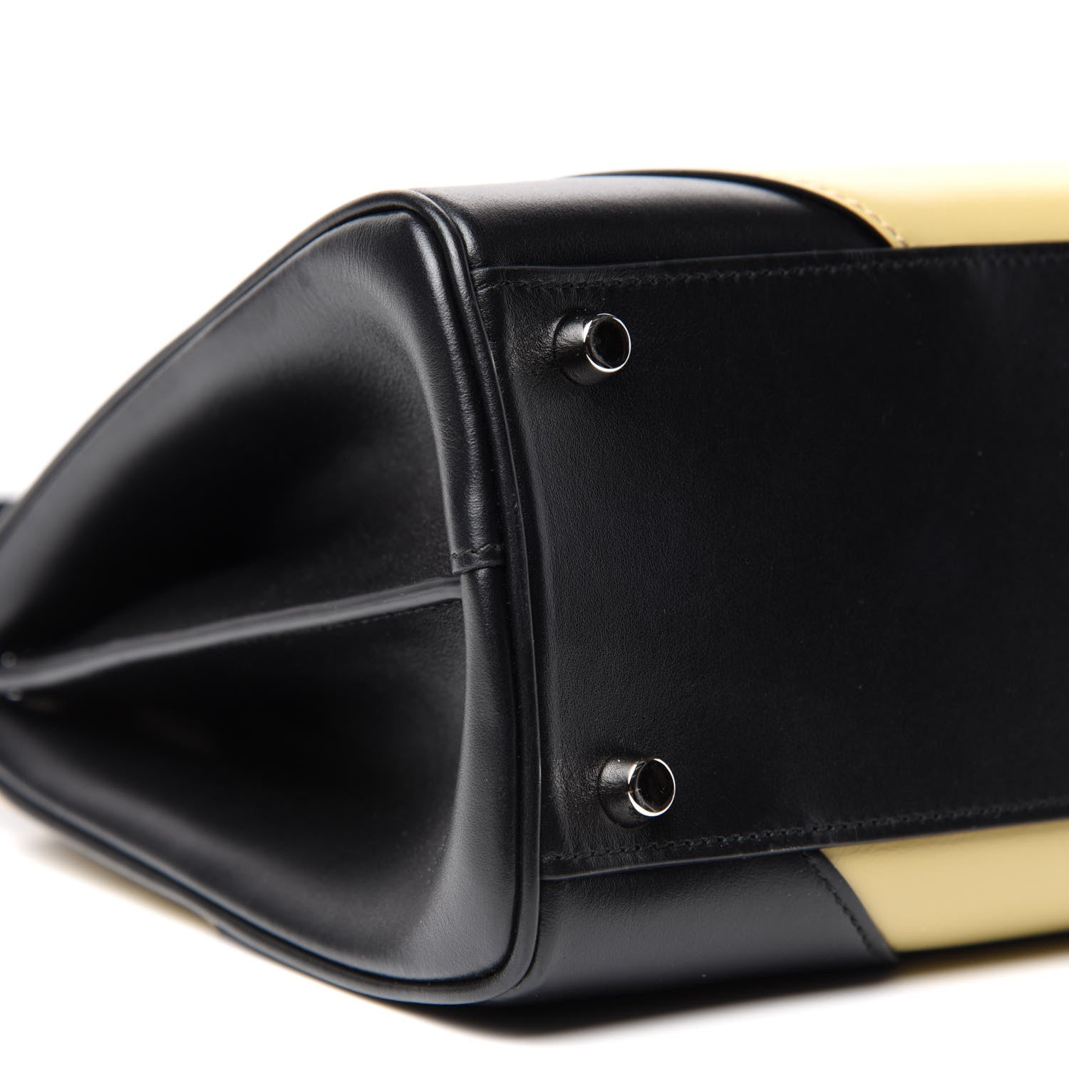 Gucci Smooth Calfskin Diagonal Striped Small Zumi Top Handle Bag Black Beige 8 of 10