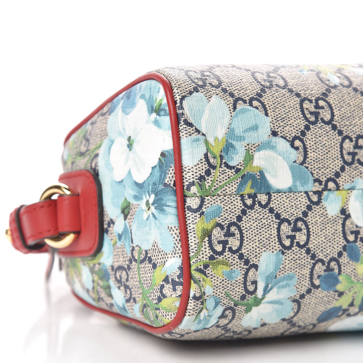 Gucci GG Supreme Monogram Blooms Mini Boston Navy Blue Hibiscus 10 of 11
