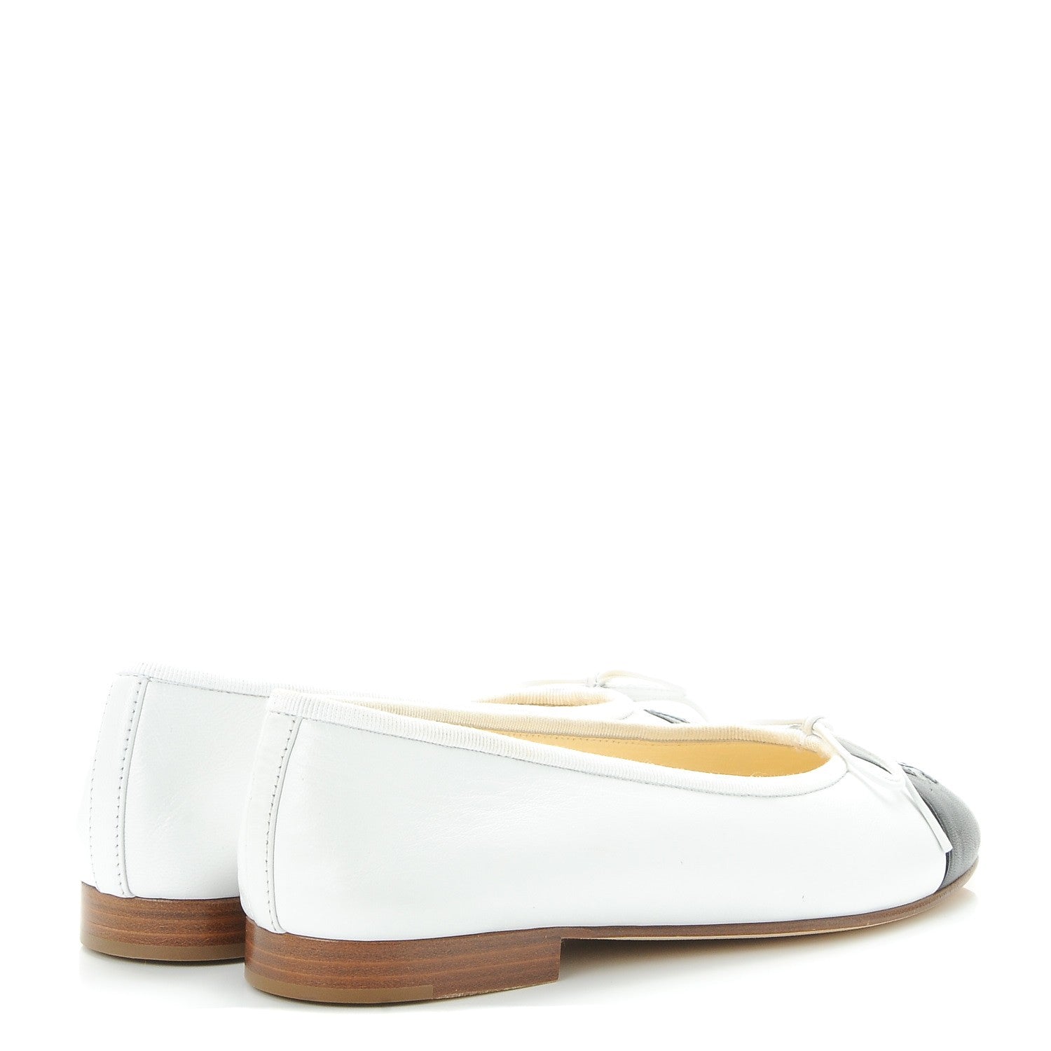 Chanel Lambskin Cap Toe Ballerina Flats 35 White Black 4 of 11