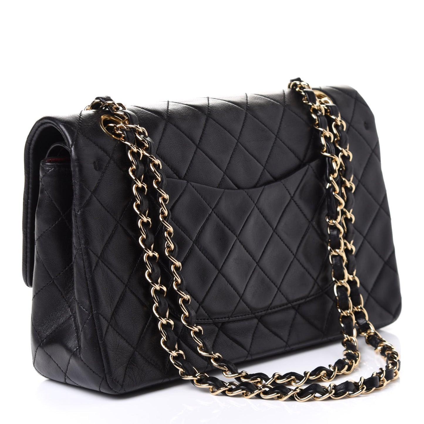 Lambskin Quilted Double Flap Black