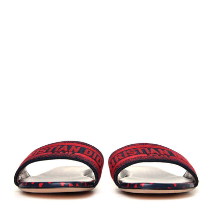 Christian Dior Canvas Pop Heart I Love Paris Embroidered Dway Flat Slide Sandals 38 Deep Blue Red 8 of 12