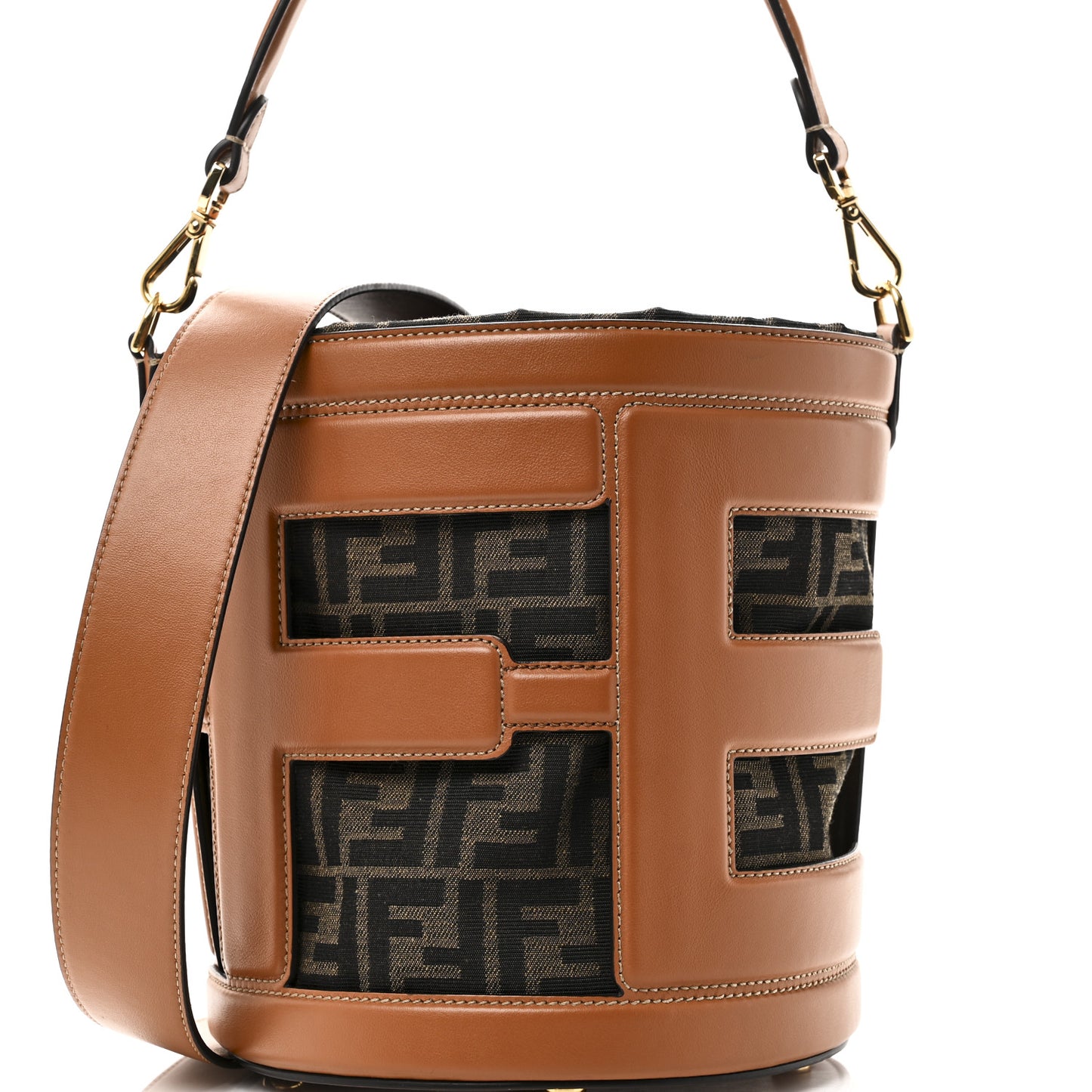 Nylon Vitello King Logo Step Out Bucket Bag Brandy