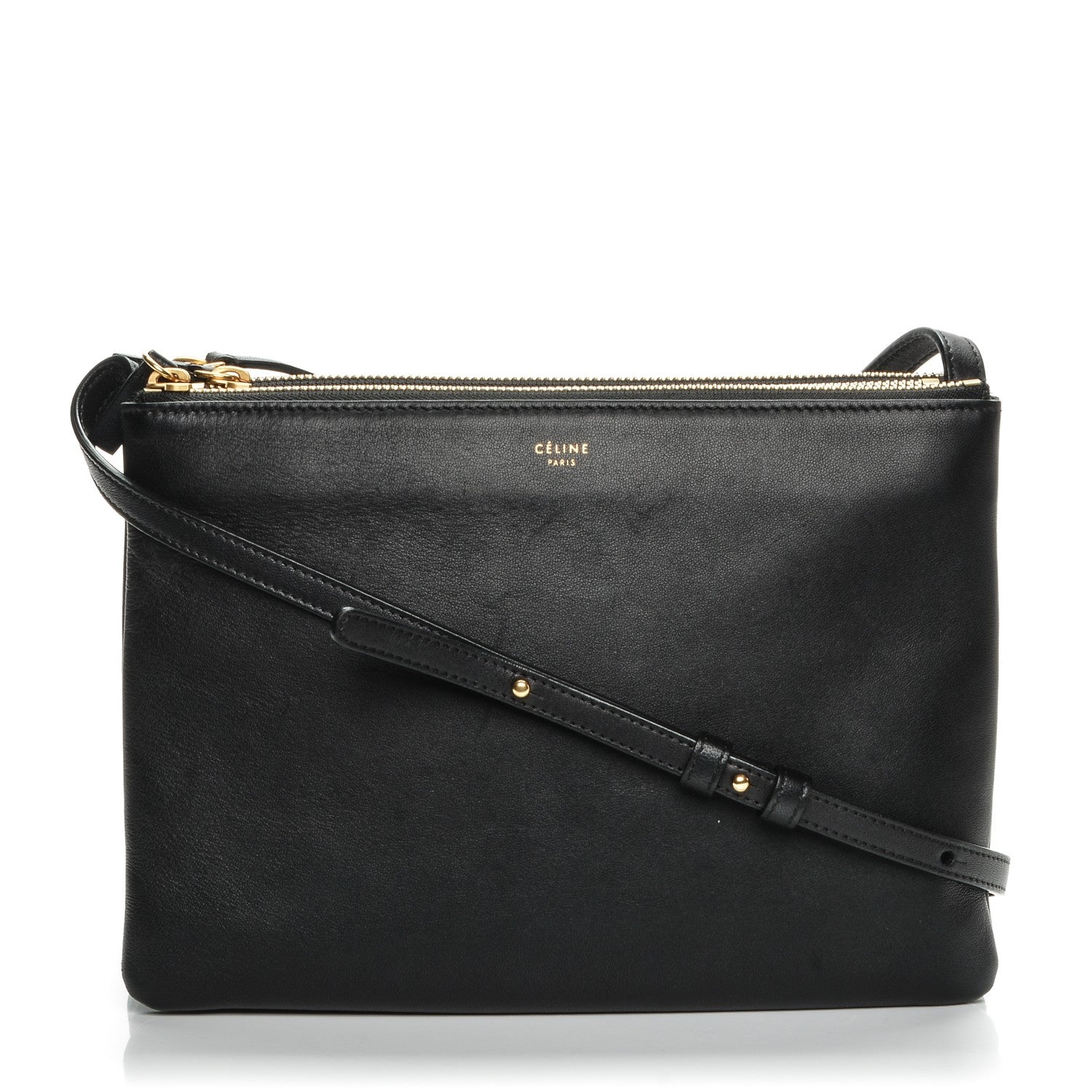 Celine Lambskin Large Trio Crossbody Bag Black 1 of 8