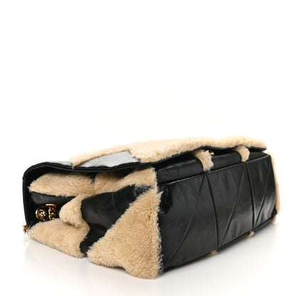 Saint Laurent Calfskin Shearling Patchwork Monogram Giant Jamie Black Beige 4 of 9