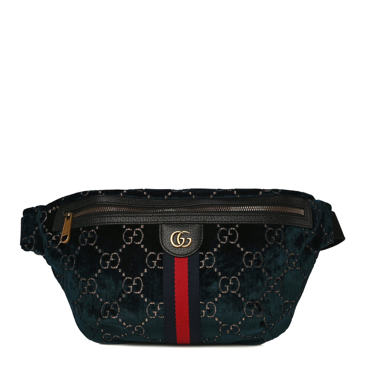Velvet GG Monogram Web Belt Bag Blue Beige