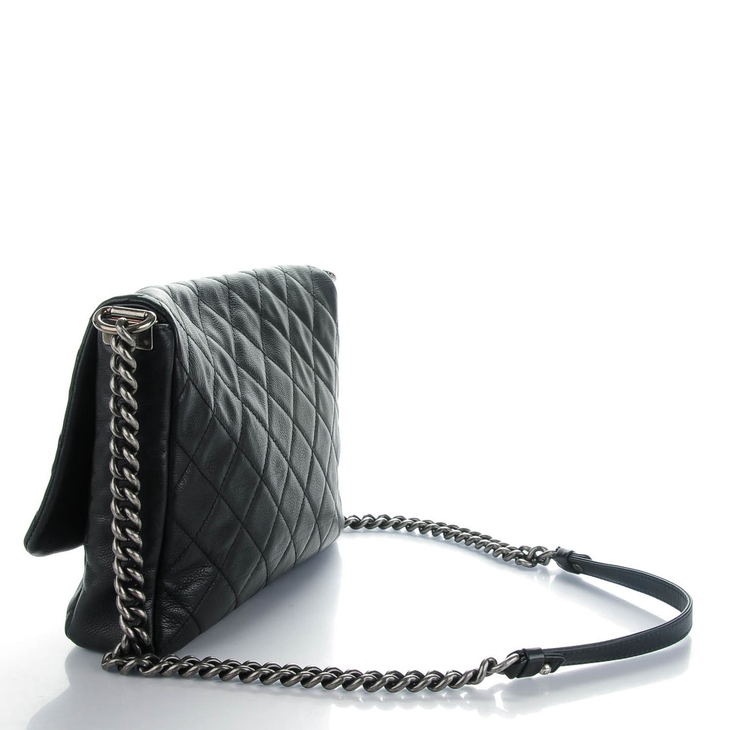 Calfskin Quilted Couture Messenger Black