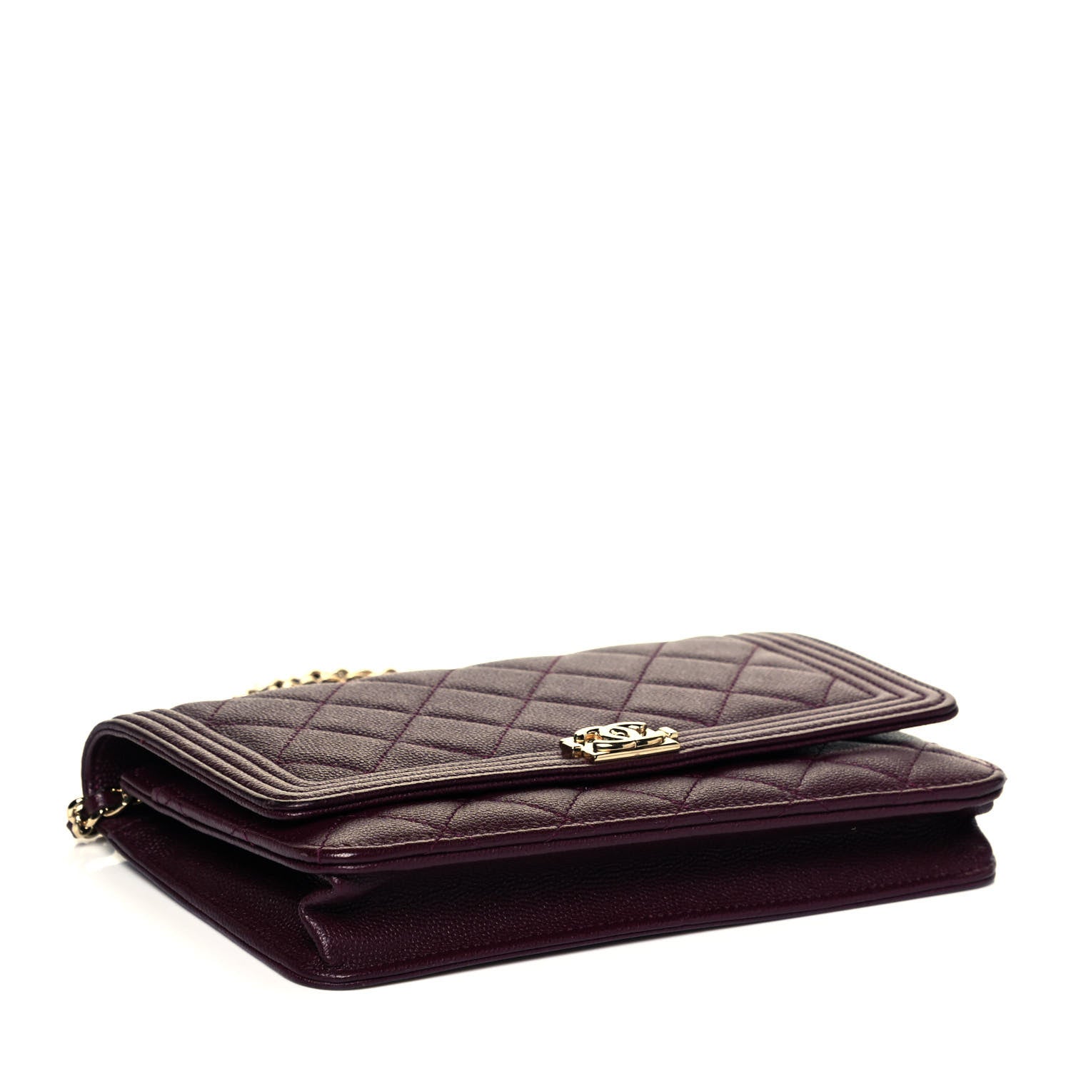 Chanel Caviar Quilted Boy Wallet On Chain WOC Dark Purple 4 of 10