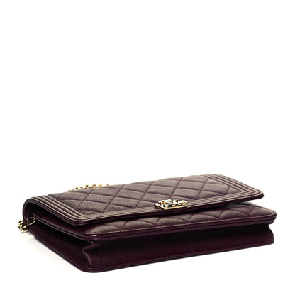 Chanel Caviar Quilted Boy Wallet On Chain WOC Dark Purple 4 of 10
