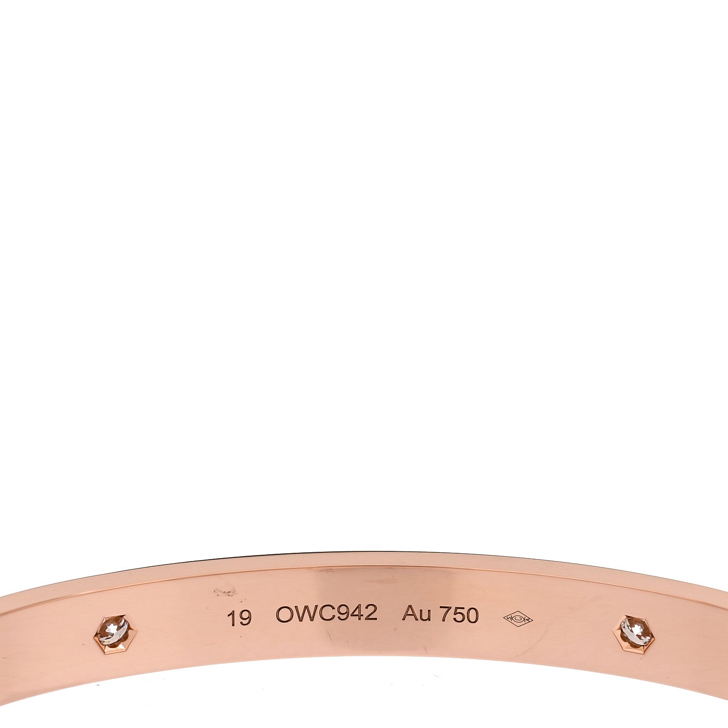 Cartier 18K Pink Gold 4 Diamond LOVE Bracelet 19 5 of 7