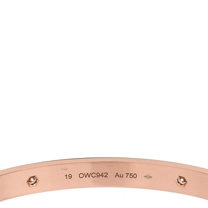 Cartier 18K Pink Gold 4 Diamond LOVE Bracelet 19 5 of 7