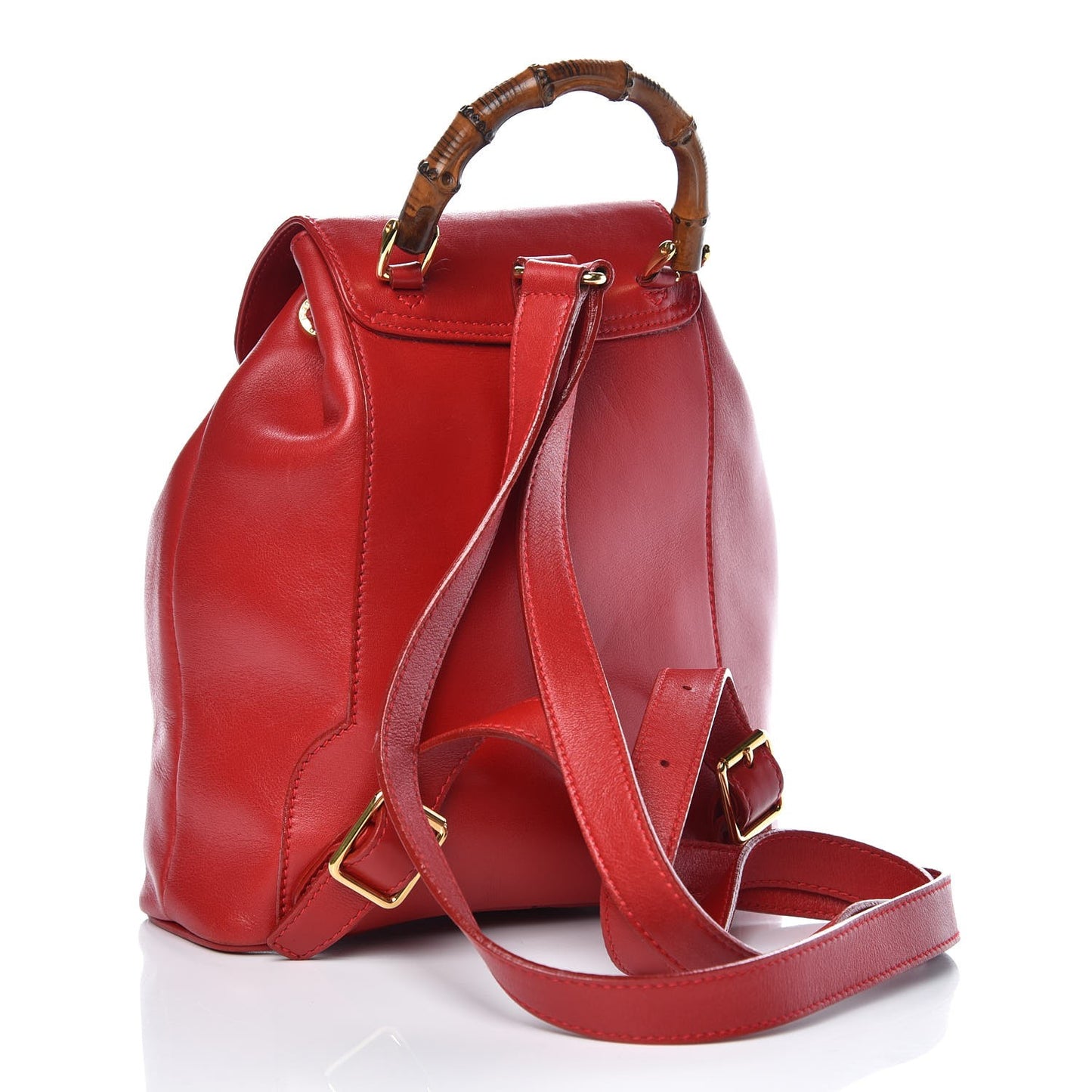 Calfskin Bamboo Mini Backpack Red