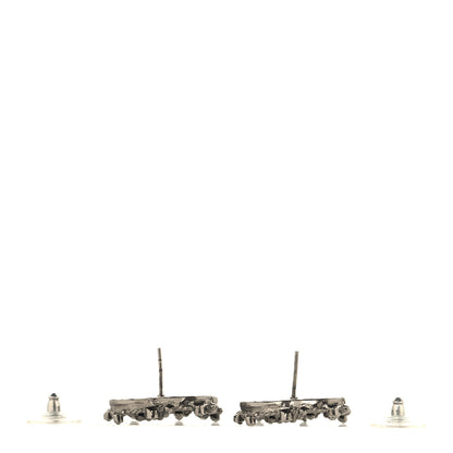 Chanel Enamel Crystal CC Earrings Blue 3 of 4