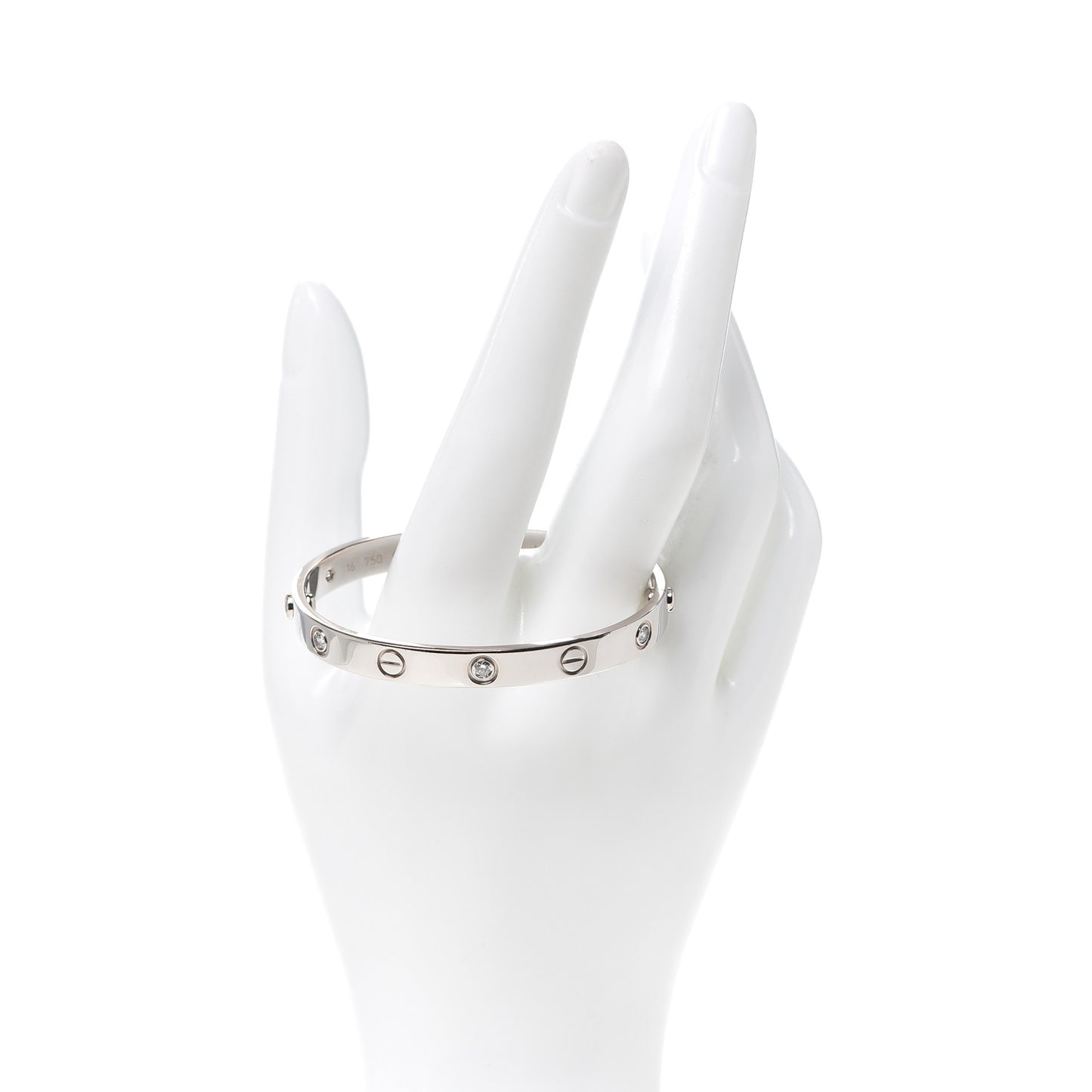 18K White Gold 6 Diamond LOVE Bracelet 16