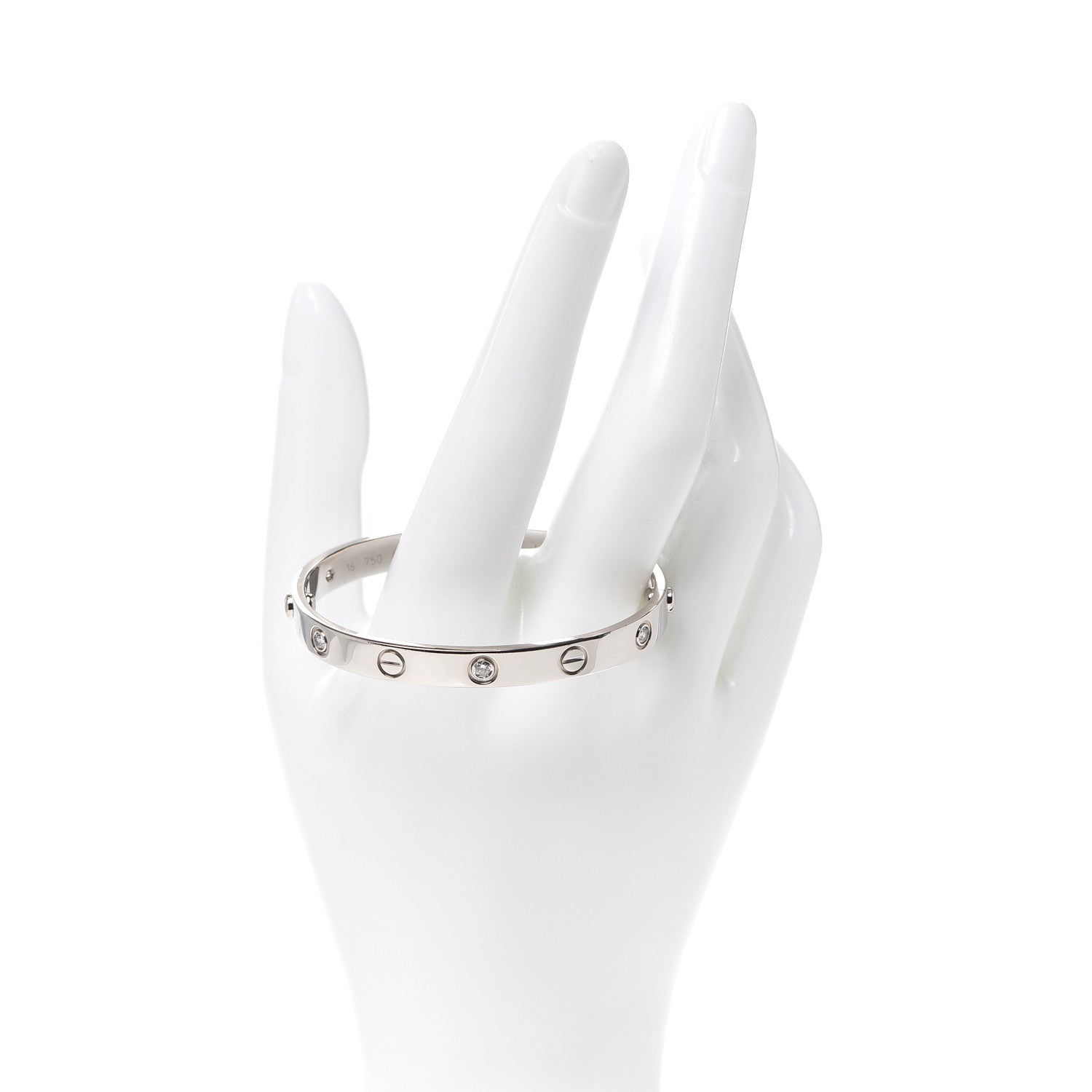 Cartier 18K White Gold 6 Diamond LOVE Bracelet 16 2 of 4