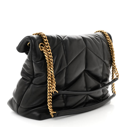 Saint Laurent Lambskin Quilted Medium Loulou Puffer Monogram Chain Satchel Black 3 of 11