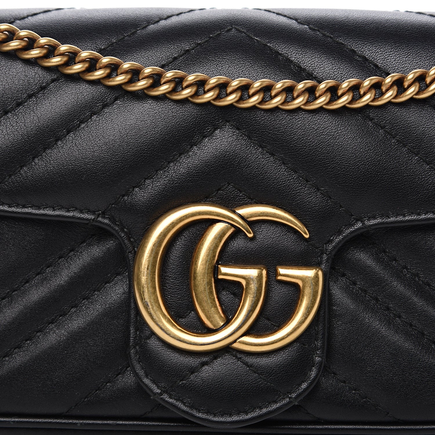 Gucci Calfskin Matelasse Super Mini GG Marmont Shoulder Bag Black 7 of 14