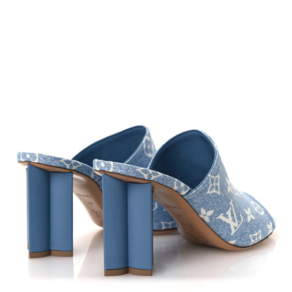 Louis Vuitton Denim Monogram Silhouette Mules 40 Blue 5 of 10