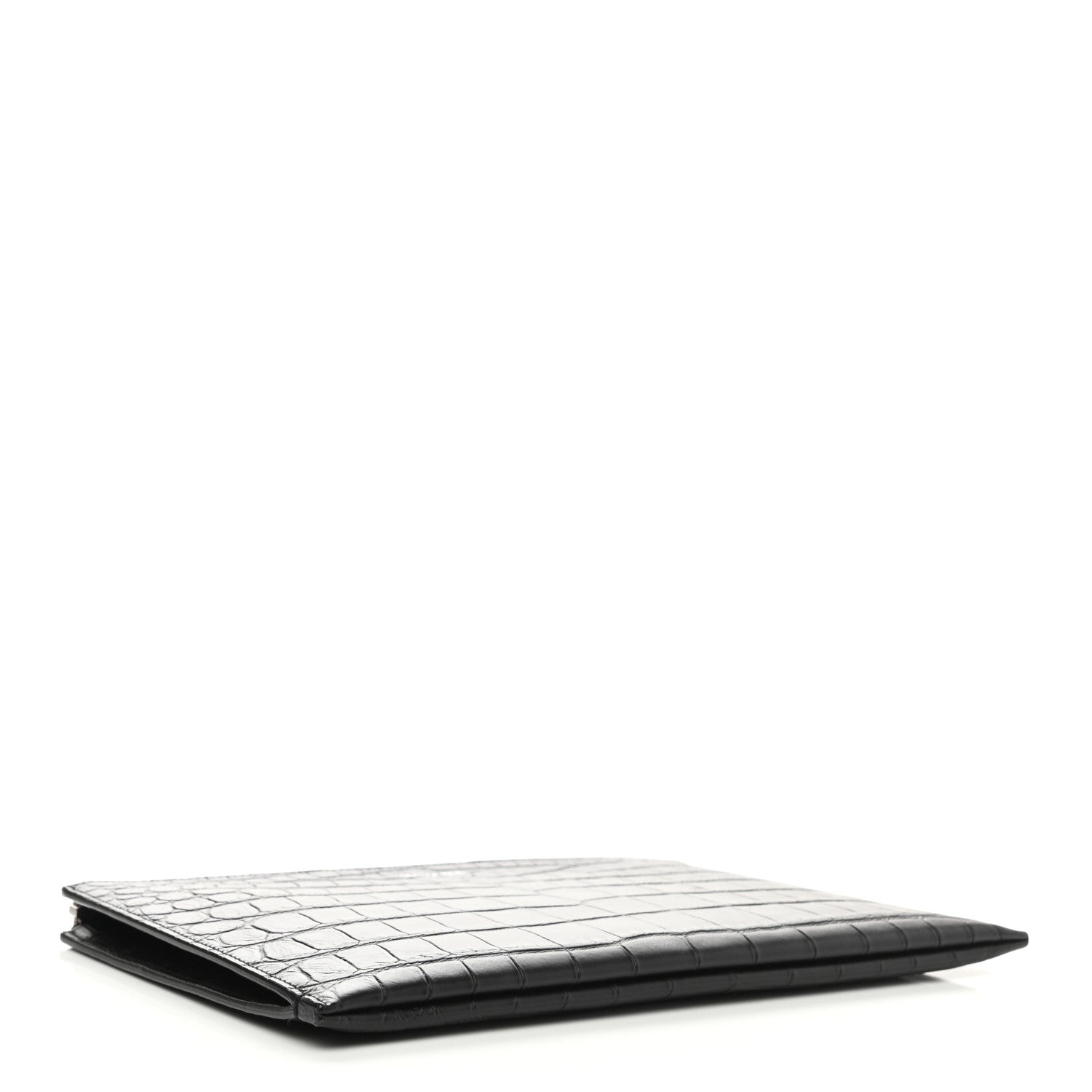 Saint Laurent Calfskin Crocodile Embossed Zip Mini Tablet Sleeve Black 4 of 8