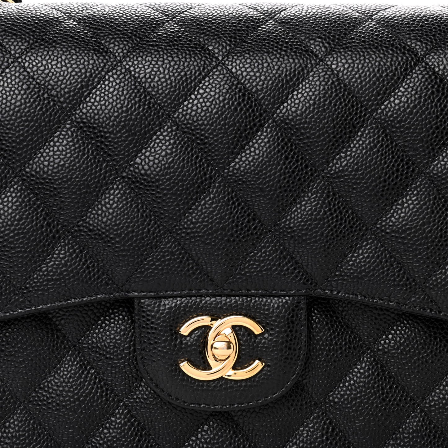 Caviar Quilted Jumbo Double Flap Black