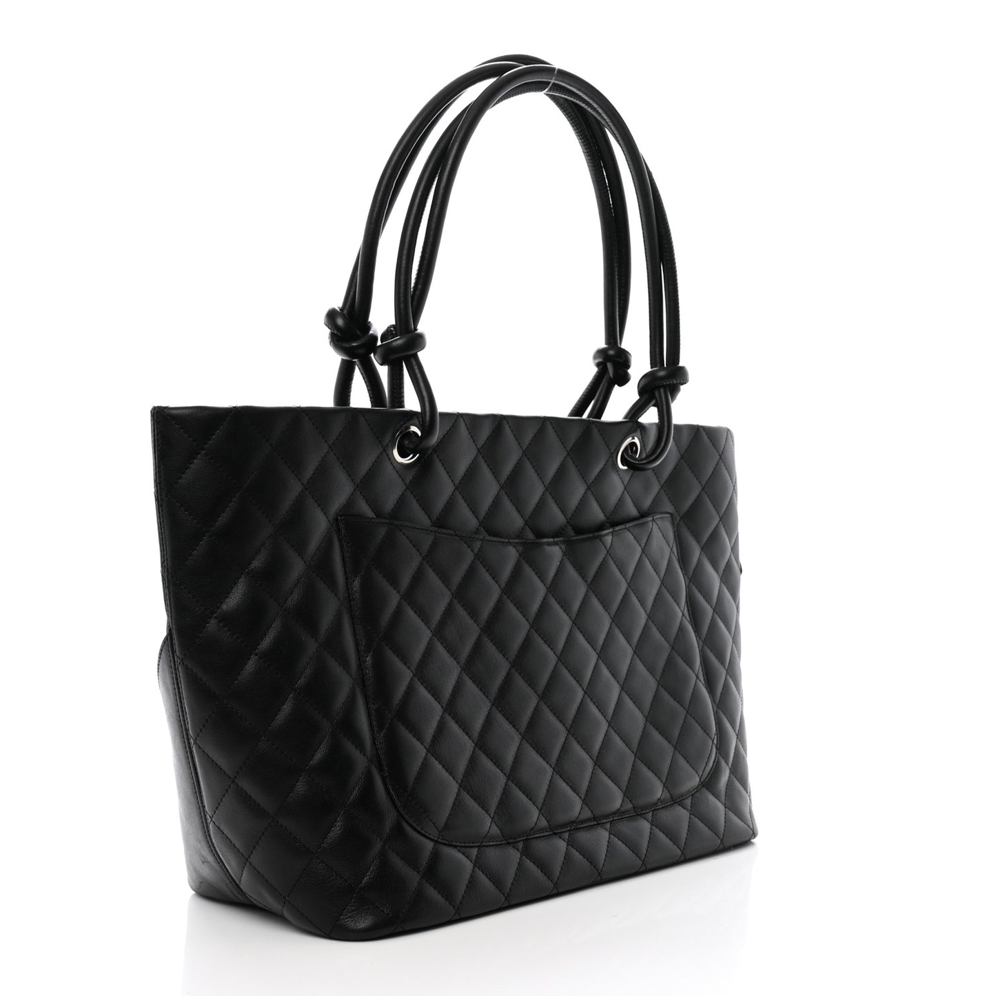 Calfskin Quilted Large Cambon Tote Black