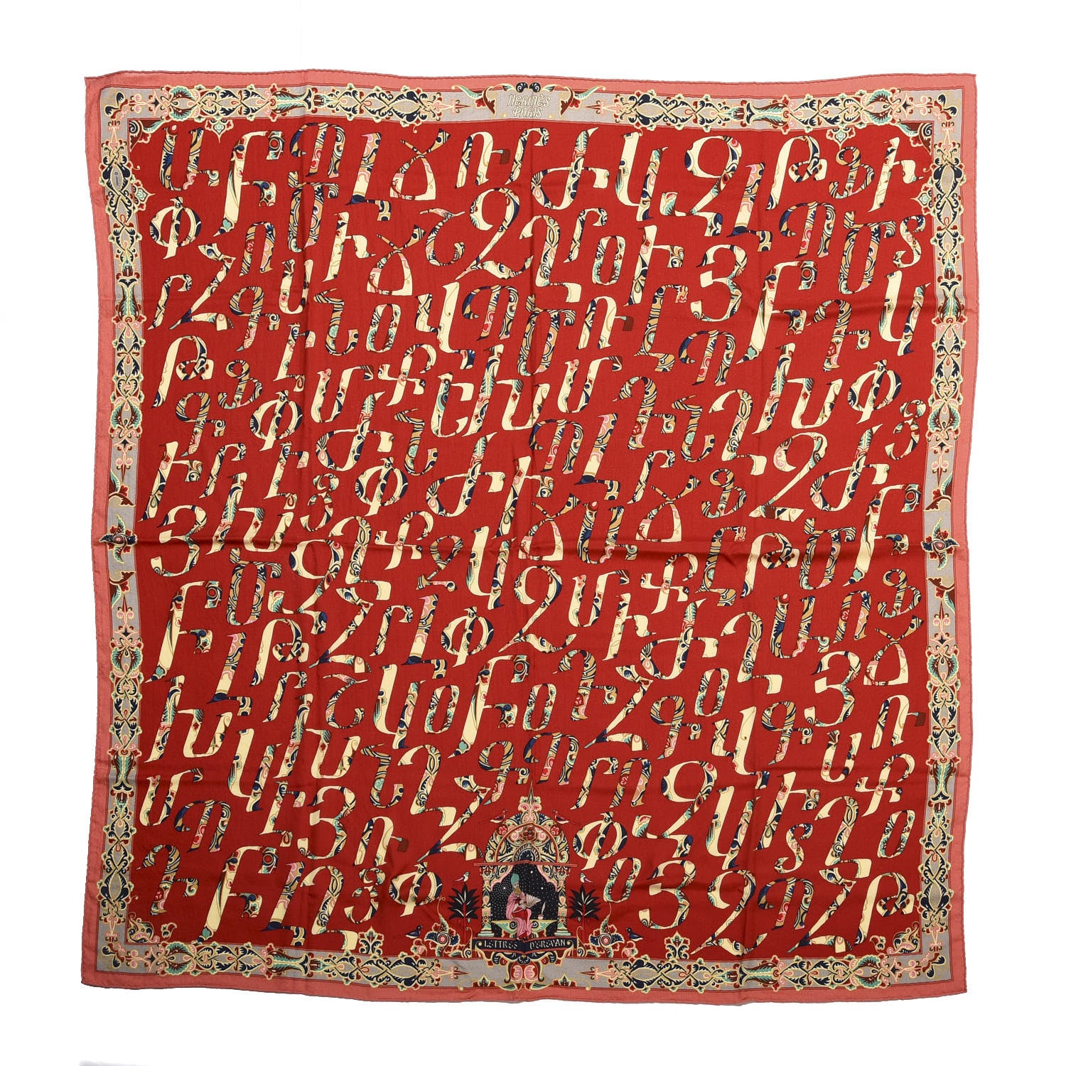 Hermes Cashmere Silk Lettres D'Erevan Shawl 140 1 of 4