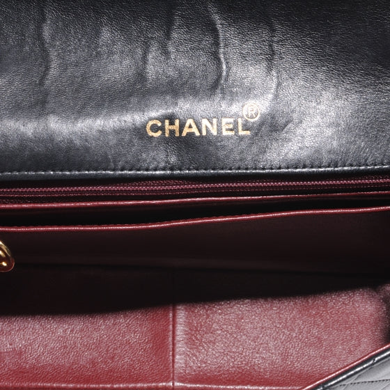 Lambskin Medium Single Flap Black