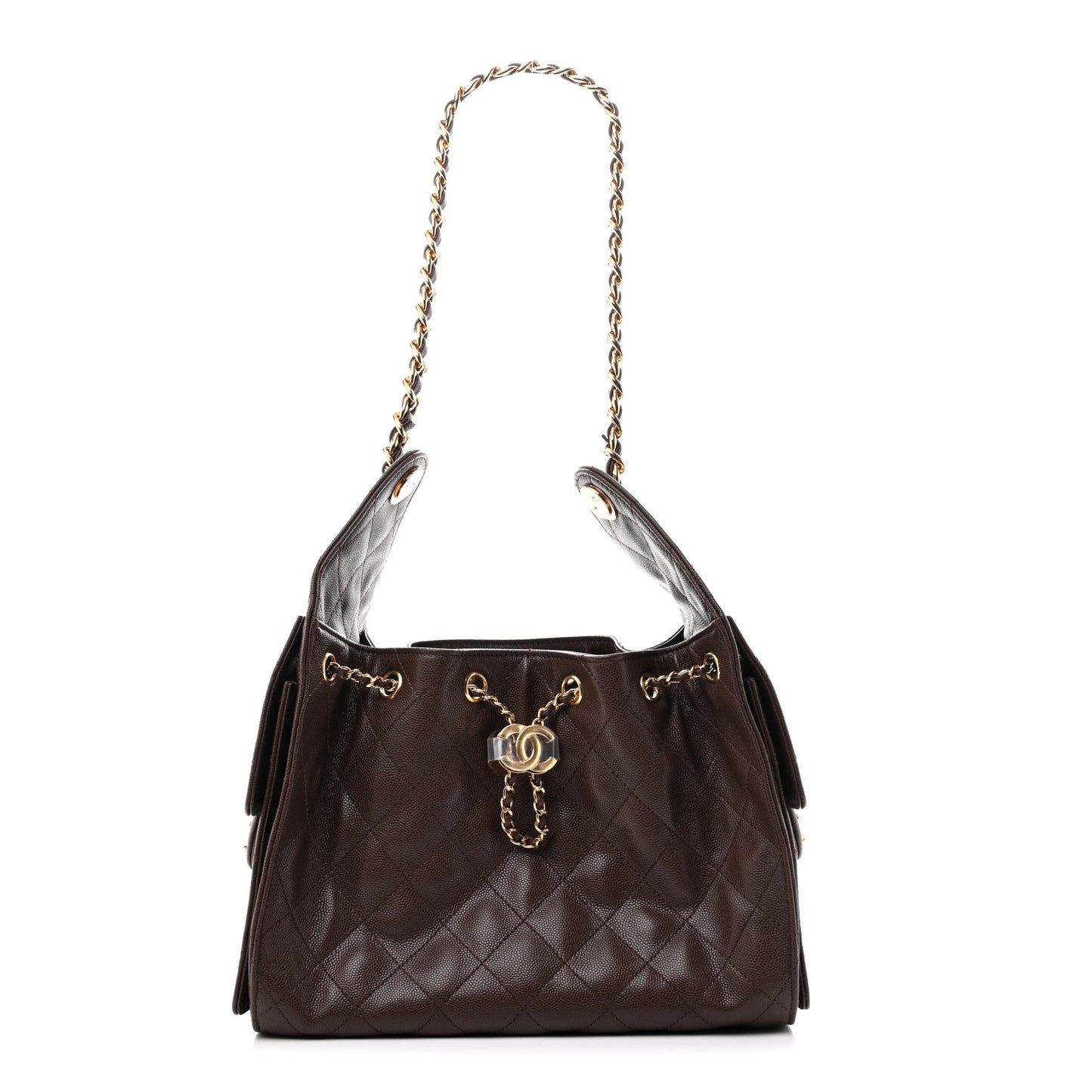 Caviar Quilted Small Chanel 25 Handbag Dark Brown