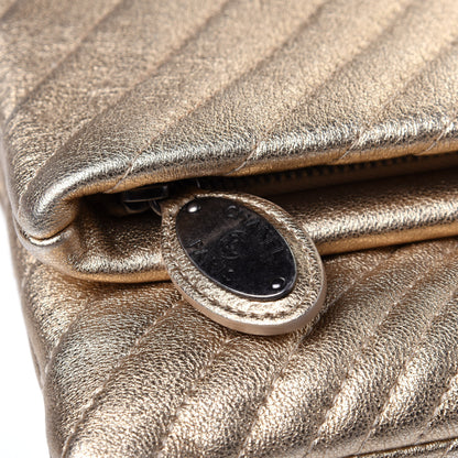 Chanel Metallic Calfskin Chevron Quilted CC Beauty Clutch Gold 11 of 11