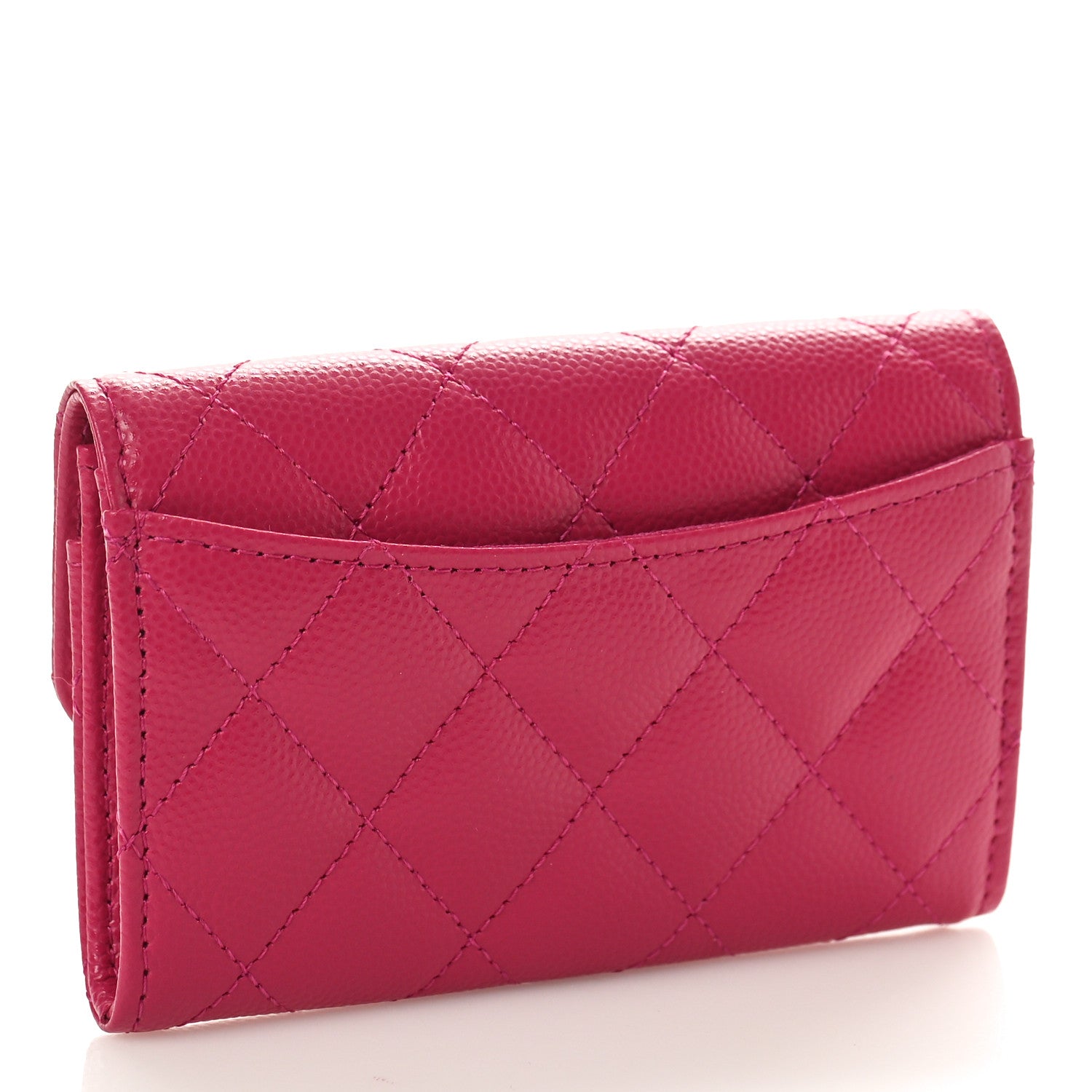 Chanel Caviar Quilted Flap Card Holder Wallet Dark Pink 3 of 9