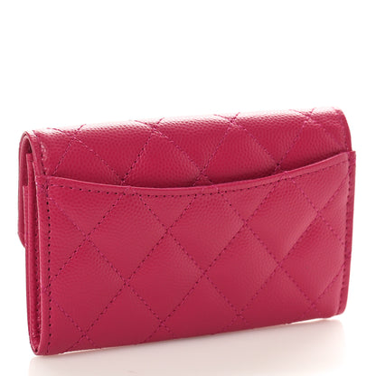 Chanel Caviar Quilted Flap Card Holder Wallet Dark Pink 3 of 9