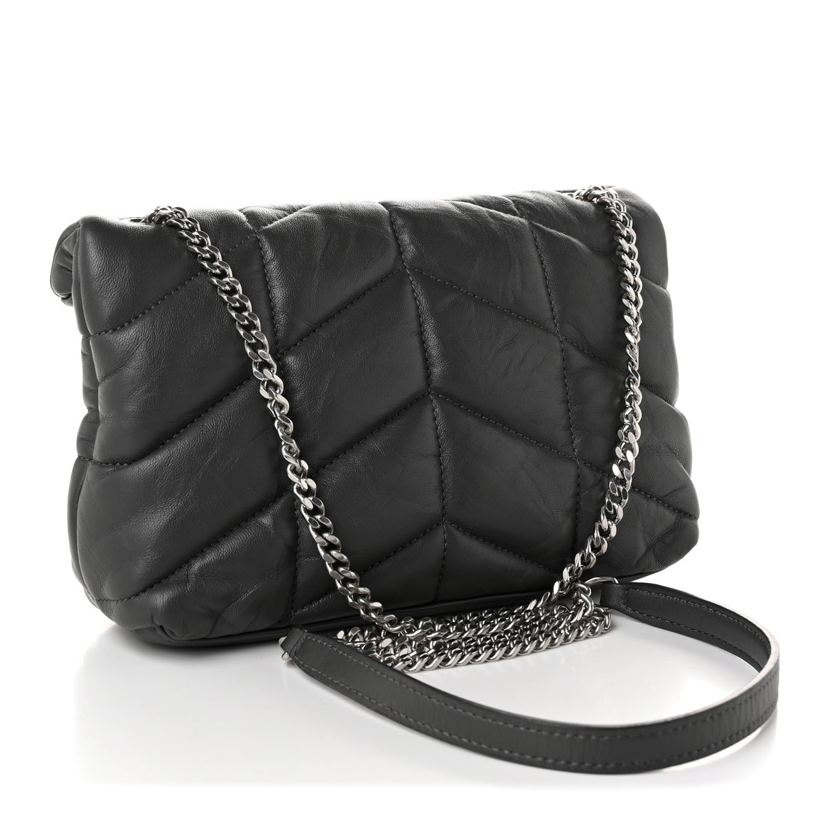 Lambskin Quilted Toy Loulou Puffer Monogram Chain Satchel Fog