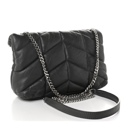 Saint Laurent Lambskin Quilted Toy Loulou Puffer Monogram Chain Satchel Fog 3 of 11