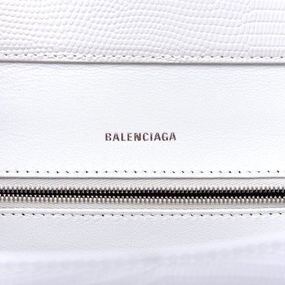 Balenciaga Patent Calfskin Lizard Embossed Medium Ghost Shoulder Bag Optic White 8 of 10