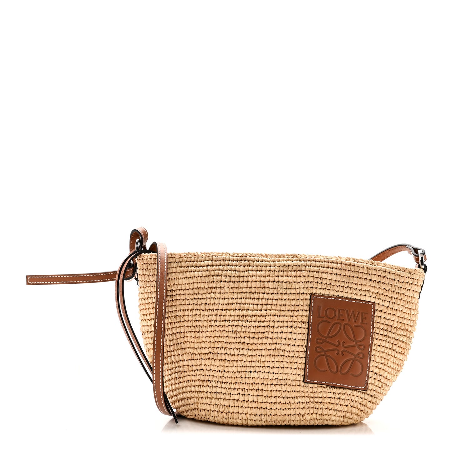 Calfskin Raffia Paulas Ibiza Pochette Bag Natural Tan