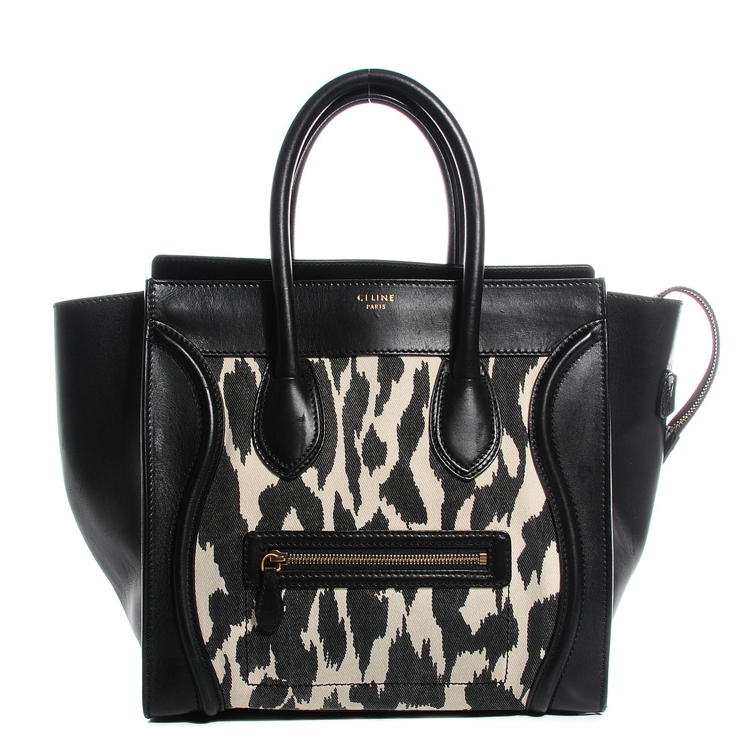 Celine Linen Leopard Printed Mini Luggage Black 1 of 8
